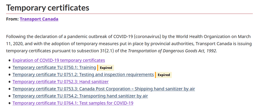 temporary certificates